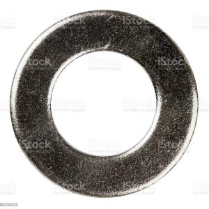 Old grungy metal washer isolated on white background